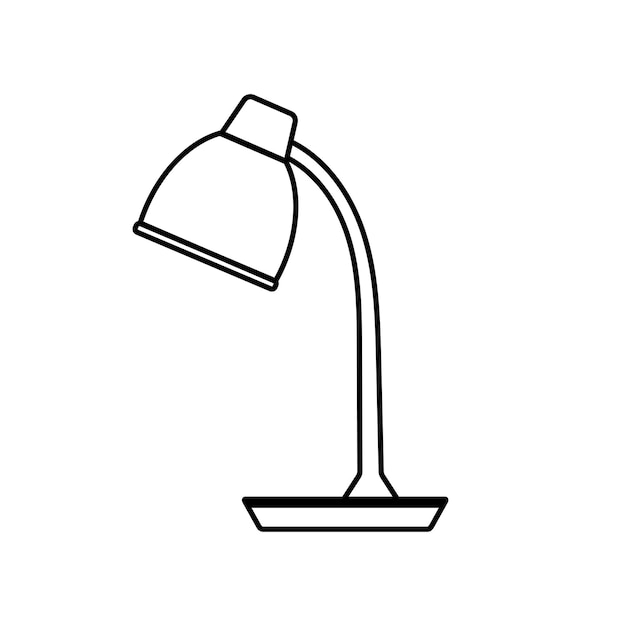 Lampe De Bureau Dessin Animé Moderne Contour Noir Illustration Vectorielle