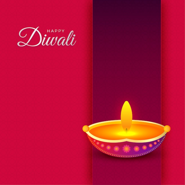 Lampe à Huile Brûlante Happy Diwali Et Fond De Festival Indien