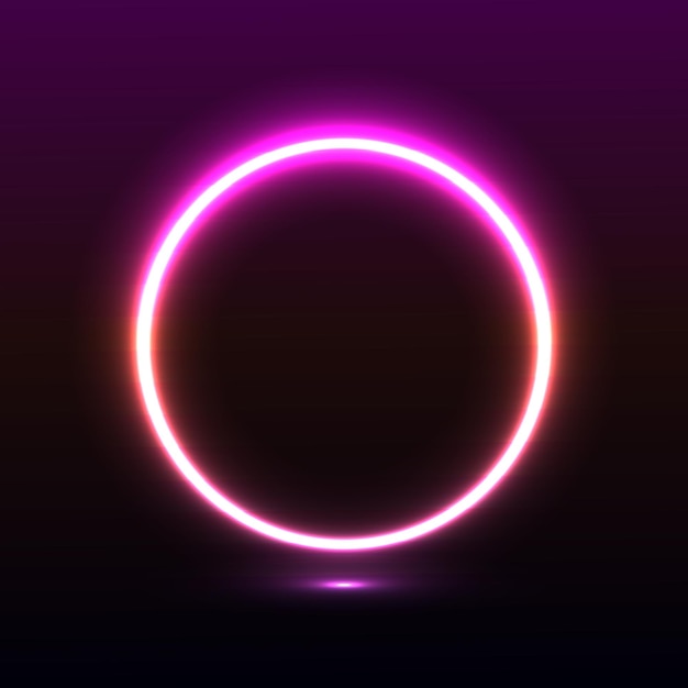 Vecteur lampe néon cercle néon cercle lumineux illustration vectorielle néon rose
