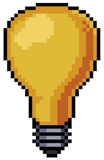 Lampe De Pixel Art, Lumière, Icône De Jeu De Bit Sur Fond Blanc