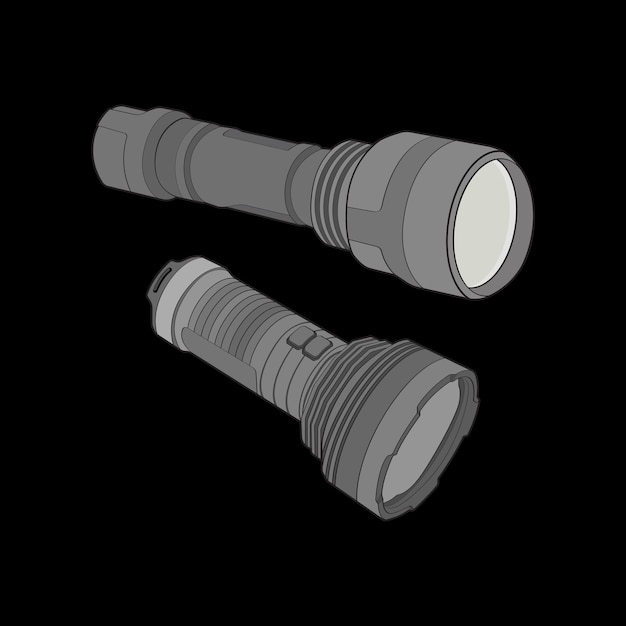 Lampe de poche d'icône de jeu plat vecteur lumière Éclairage de lampe de poche avec projecteur ou flash Ensemble d'illustrations de lanterne lumineuse clignotante isolée sur fond noir Illustration vectorielle EPS 10