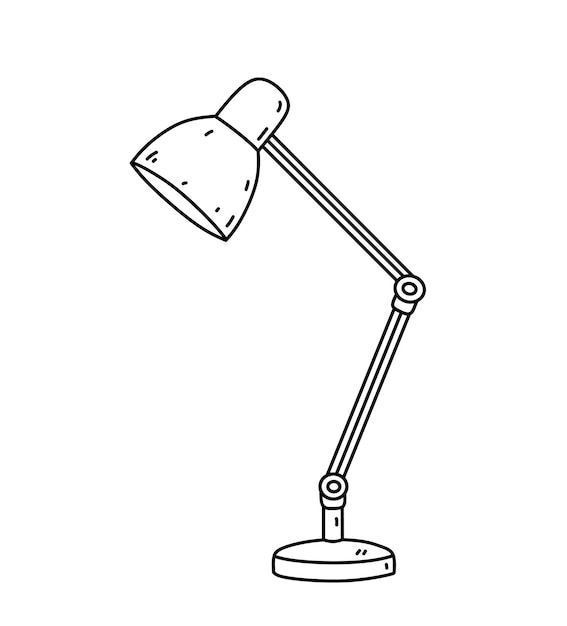 Lampe De Table Doodle Isolé Sur Fond Blanc Article D'intérieur Pour L'éclairage D'un Bureau De Chambre