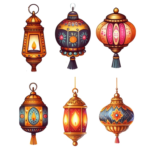 Lampes Diya Pour Une Fête Joyeuse De Diwali Art D'illustration à Plusieurs éléments Transparents