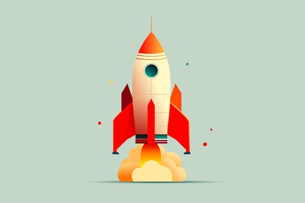 Lancement de fusée de la journée mondiale de l'espace dans l'espace avec des nuages dans l'illustration vectorielle d'arrière-plan