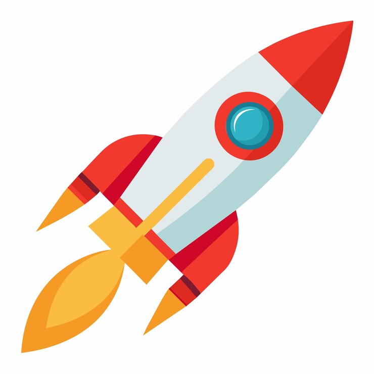 Vecteur lancement de fusée spatiale vaisseau spatial exploration d'astronaute vecteur illustration icône