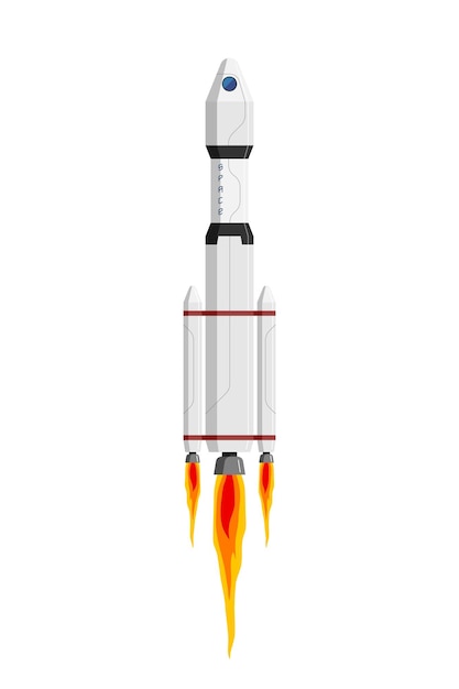 Lancement de vaisseau spatial de fusée à la mission d'exploration spatiale navette de vaisseau spatial vecteur plat isolé eps