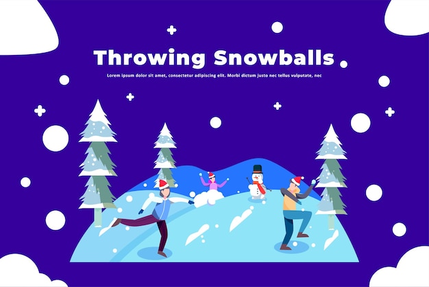 Lancer des boules de neige - Illustration Noël
