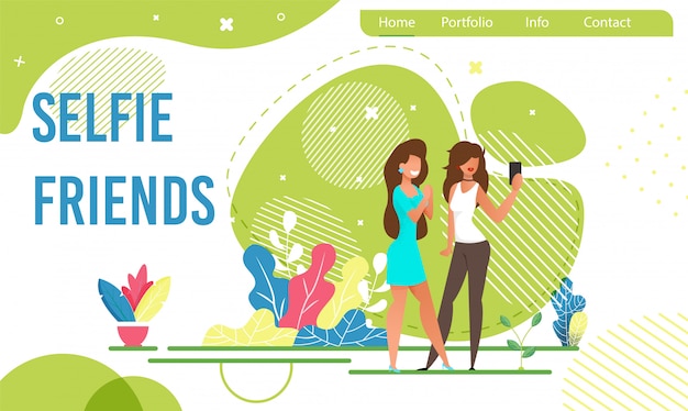 Landing Page Avec Des Amies Prenant Selfie