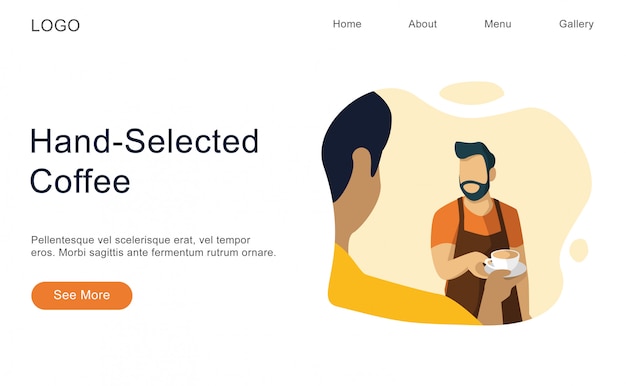 Vecteur landing page coffee shop