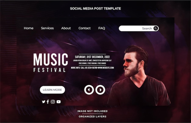 Vecteur landing page divertissement festival de musique