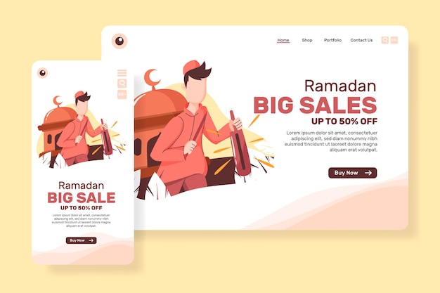 Landing Page Grande Vente Pour Le Ramadan Avec Des Musulmans