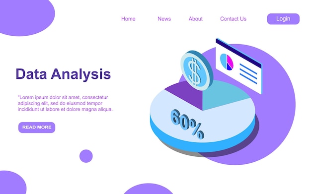 Landing Pageconcept Stratégie D'entreprise Données D'analyse Et Investissement Réussite Commerciale Revue Financière Avec éléments Infographiques Conception Plate Isométrique 3d Illustration Vectorielle Eps