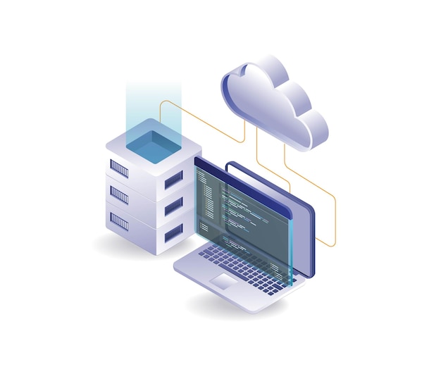 Vecteur langage de programmation d'analyse d'hébergement de serveur cloud