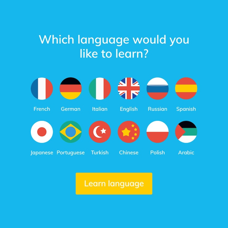 Langue apprendre la conception de bannières vectorielles Cours de langue anglais différent parler concept de logo