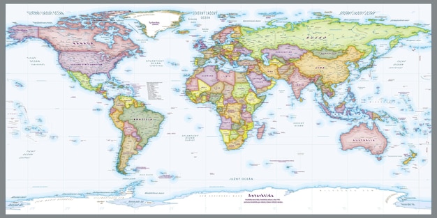 Vecteur langue slovaque carte du monde politique projection équirectangulaire