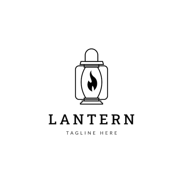 Lanterne Avec Flamme Logo Icône Design Vecteur Plat