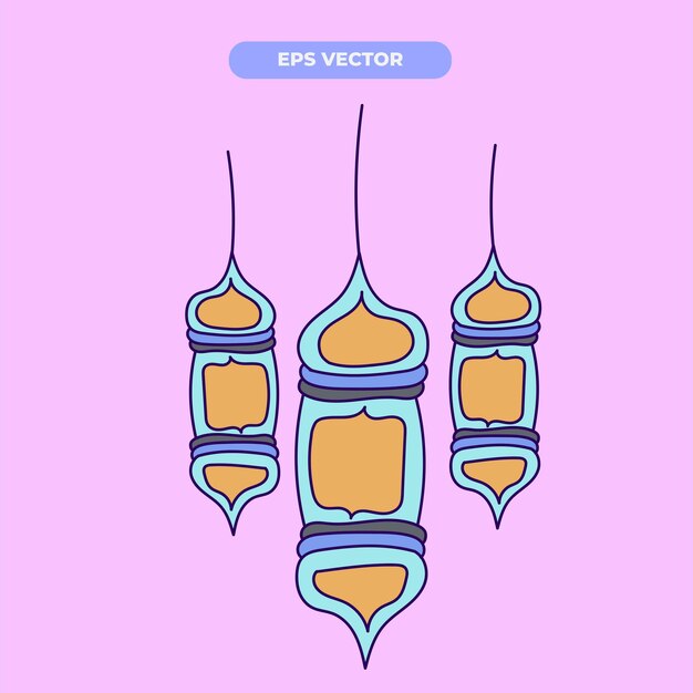 Vecteur lanterne islamique du ramadan vector d'illustration dessiné à la main modifiable