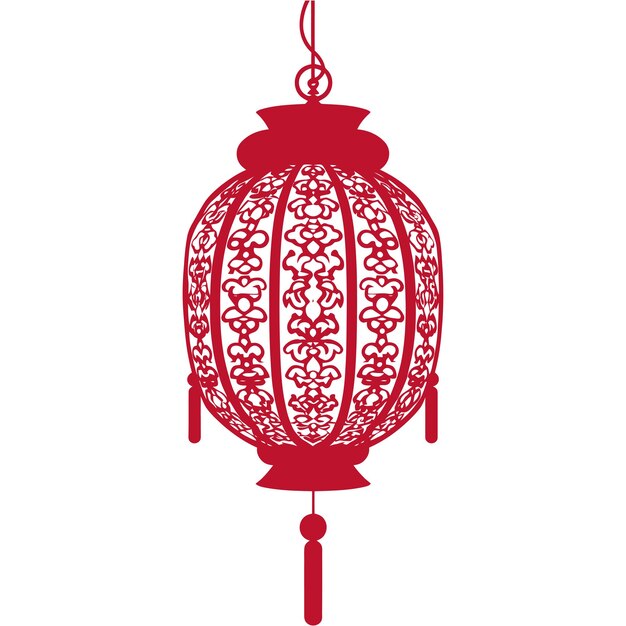 Vecteur lanterne traditionnelle chinoise asiatique couleur rouge seulement