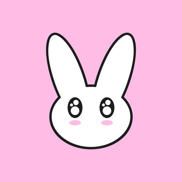 Vecteur lapin blanc sur fond rose vector personnage d'animal mignon