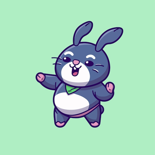 Un lapin de dessin animé avec un fond vert