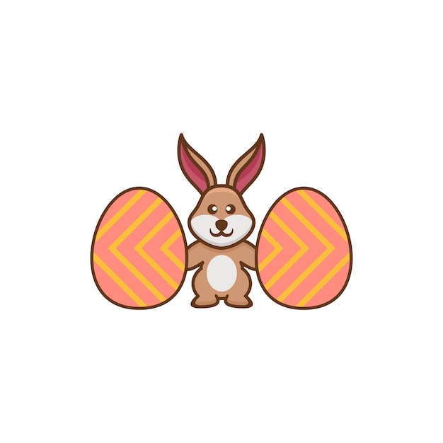 Vecteur un lapin de dessin animé avec un motif d'œufs de pâques.