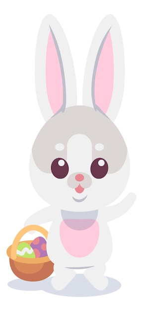 Lapin De Dessin Animé Avec Panier D'oeufs Symbole De Célébration De Pâques