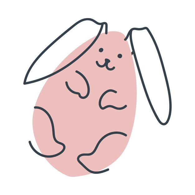 Vecteur lapin drôle dans un style doodle le lapin est un symbole de 2023 graphiques vectoriels de lièvre isolés sur fond blanc