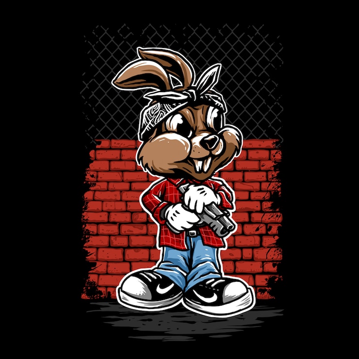 Vecteur lapin de gangster