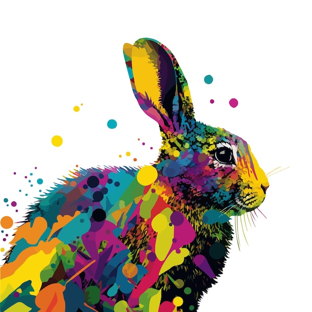 Lapin d'illustration colorée dans un style de portrait pop art