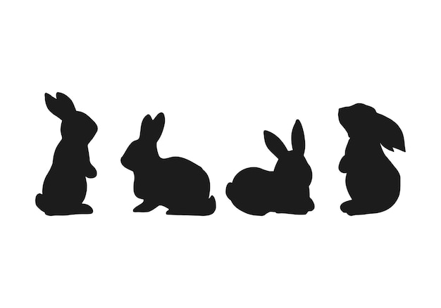 Vecteur lapin, lapin pâques, silhouette, icône