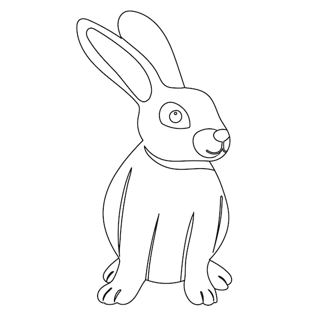 Lapin Lièvre Croquis Contour Icône Vecteur Isolé