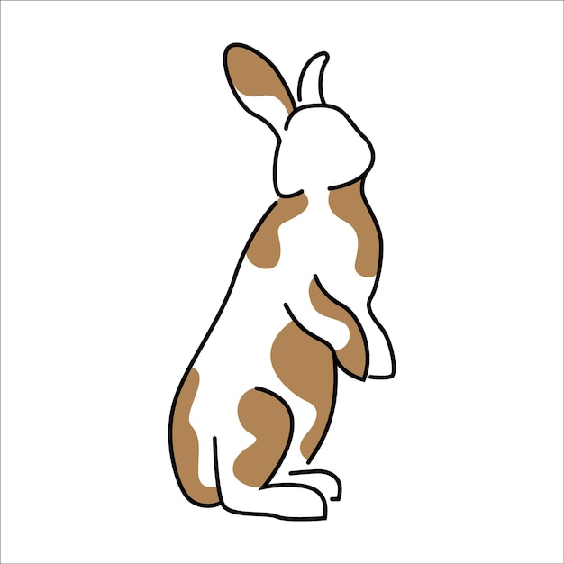 Le lapin lièvre simple blanc brun amusant dessin animé Doodle Line Clip Art