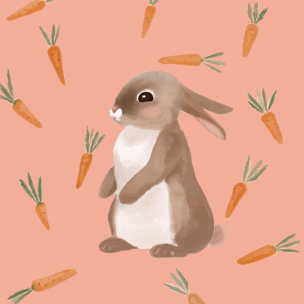 Vecteur lapin mignon avec des carottes