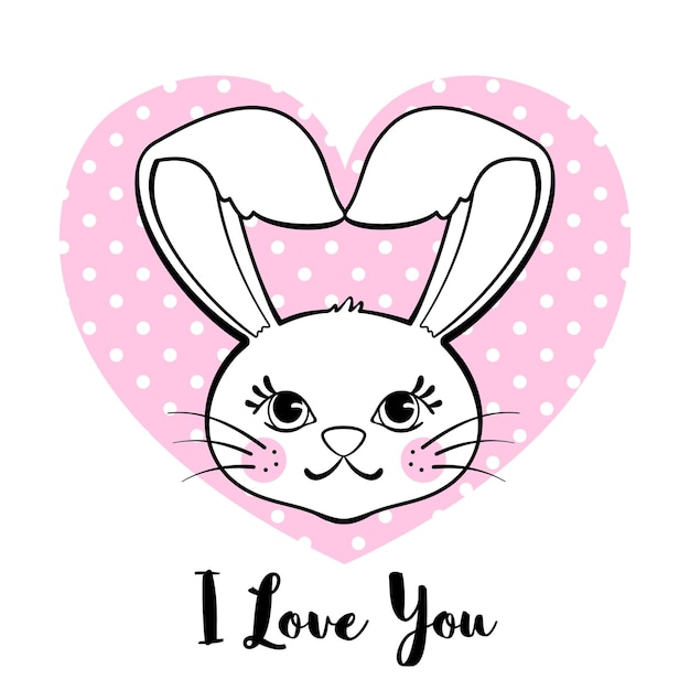 Lapin Mignon Avec Coeur Isolé Sur Fond Blanc