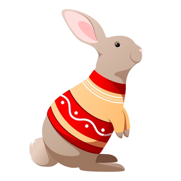 Un Lapin Mignon Dans Un Pull Sur Un Fond Blanc