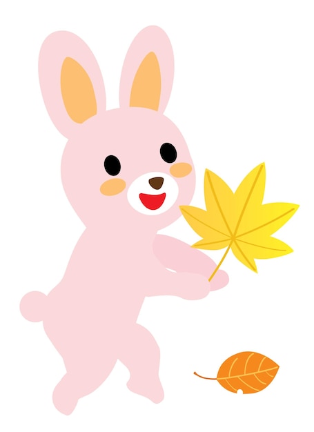 Le Lapin Mignon Avec L'érable D'automne