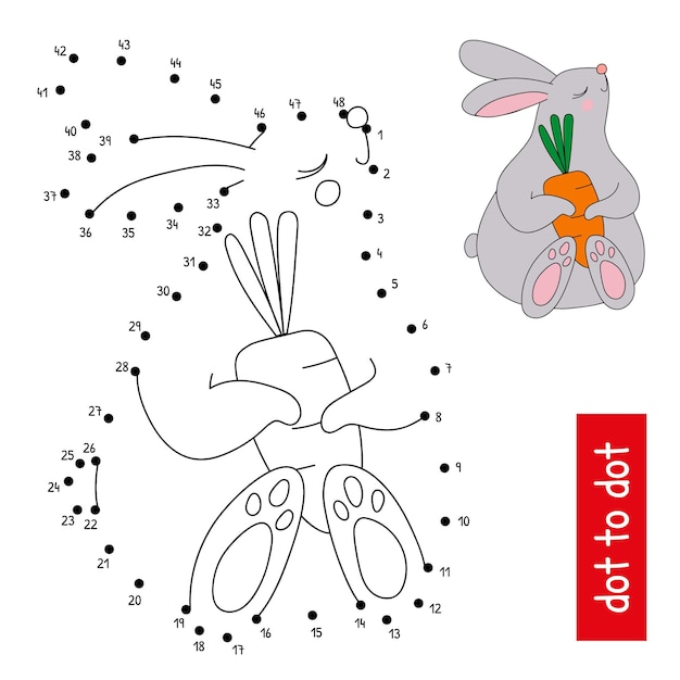 Lapin Mignon Illustration Vectorielle De Jeu De Nombres éducatifs Reliez Les Points Dans L'ordre Livre De Coloriage