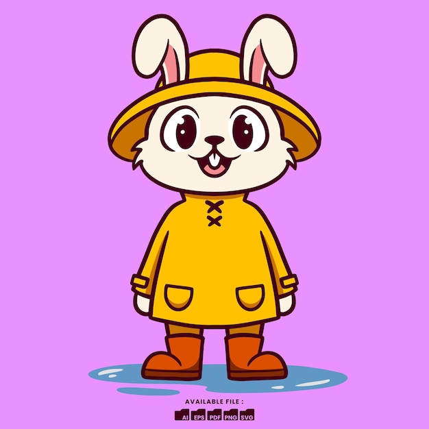 Lapin Mignon Avec Imperméable