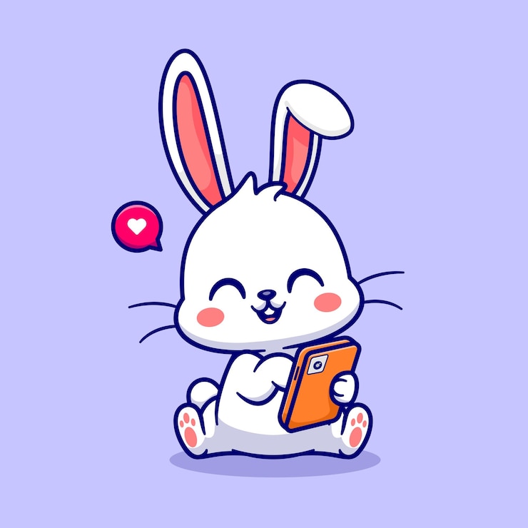 Vecteur lapin mignon jouant au téléphone cartoon vector icon illustration. concept d'icône de technologie animale isolé
