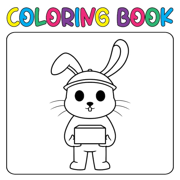 Lapin Mignon De Vecteur Pour Children039s Coloriage Page Vecteur Icône Illustration