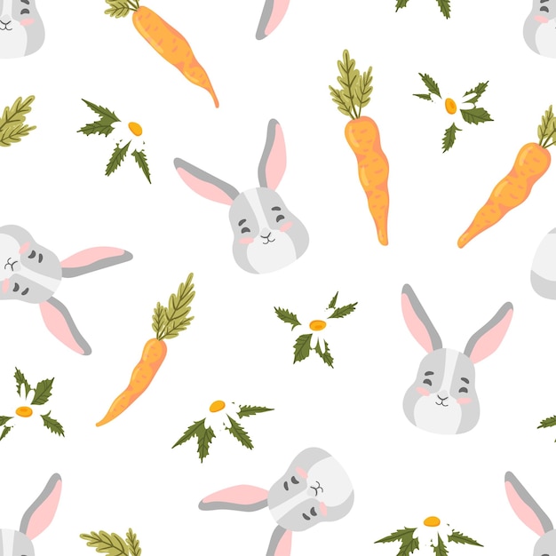Lapin de Pâques carotte camomille vecteur transparente motif lapin légume fleur vacances texture