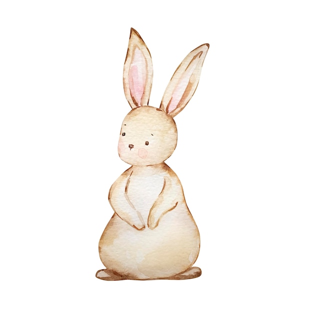 Lapin de Pâques mignon bébé brun aquarellexAxA