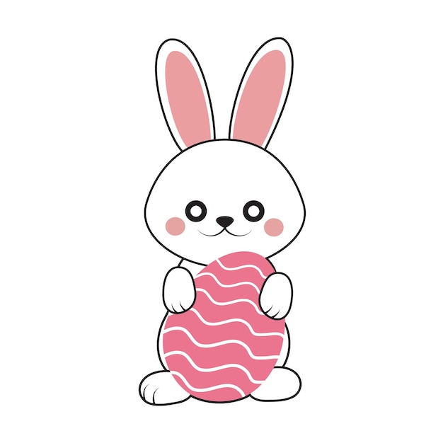 Lapin de Pâques avec oeuf de Pâques Mignon lapin de Pâques avec oeuf de Pâques rose Vecteur lapin de Pâques