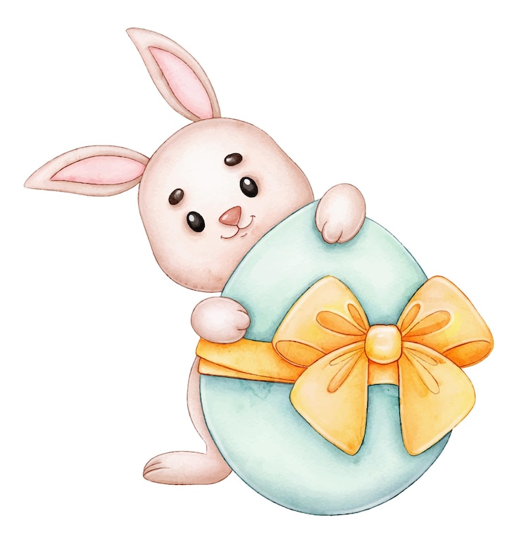Vecteur lapin de pâques avec oeuf