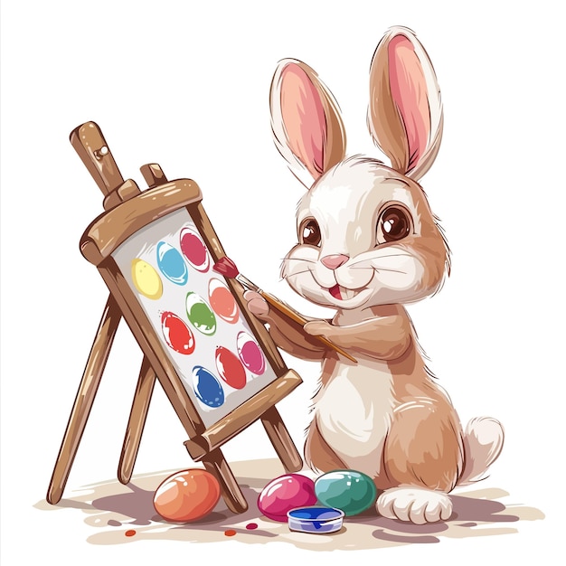 Vecteur le lapin de pâques, le peintre, le thème, le vecteur, l'illustration.