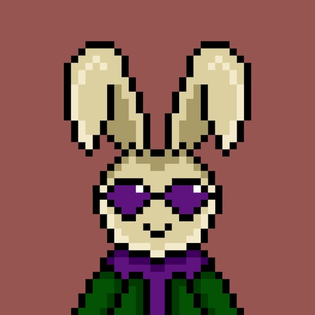 Lapin punk pixel art design n° 37