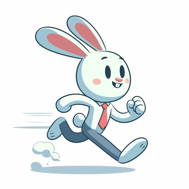 Vecteur le lapin qui court joyeusement dans l'illustration vectorielle