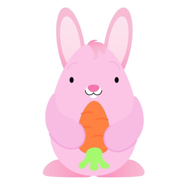 Lapin rose avec une carotte dans ses pattes