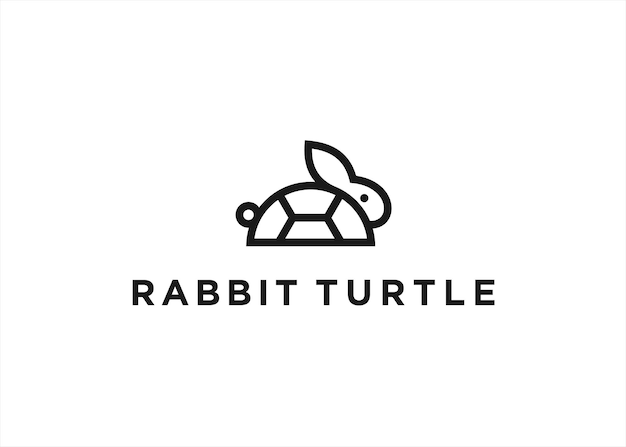 Lapin Tortue Logo Design Illustration Vectorielle