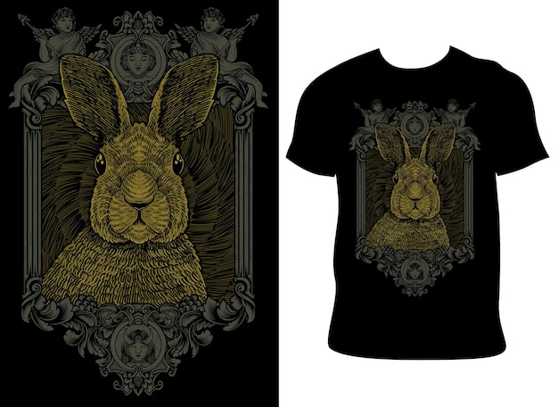 Lapin vintage illustration avec style de gravure